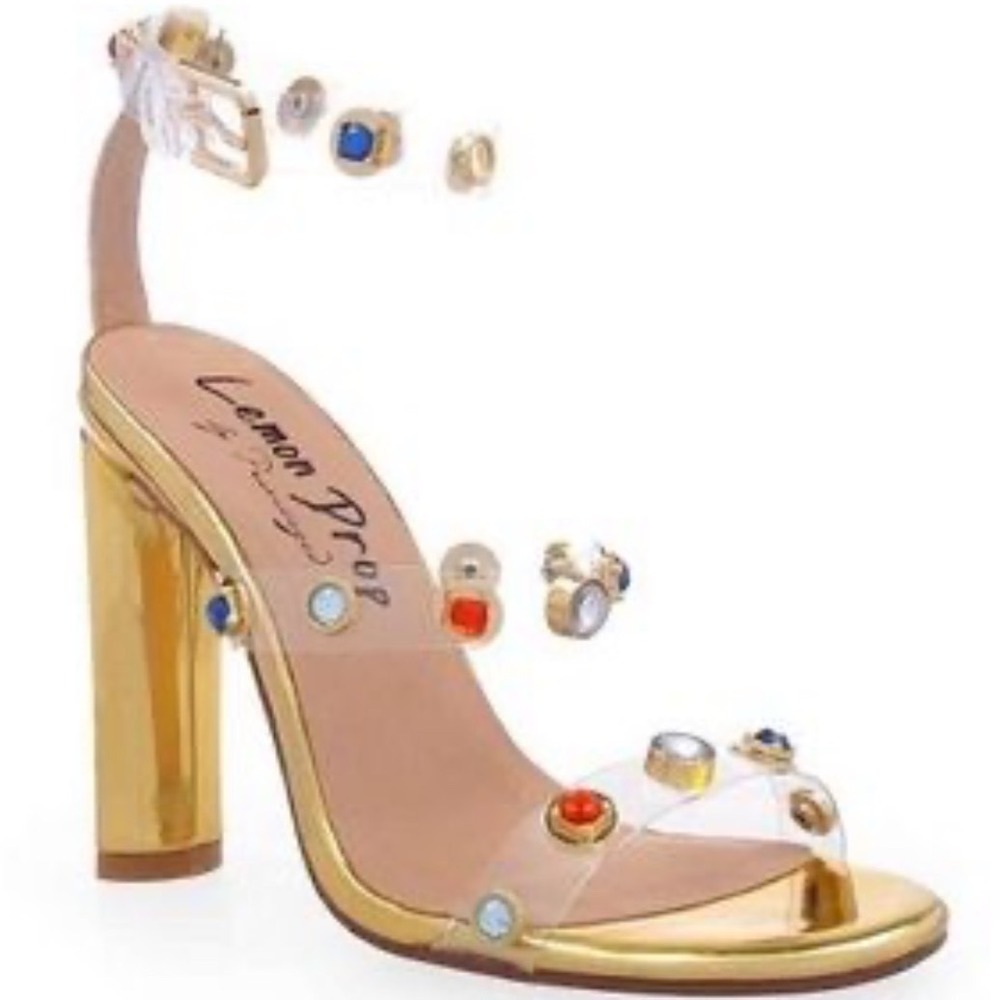 Lemon Drop By Privilege Gold Gladiator Metallic Strappy Heels Women's Size 8